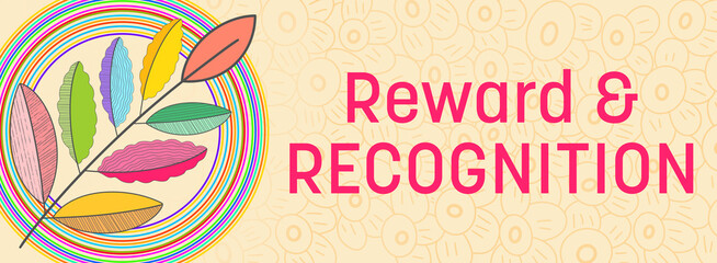 Reward And Recognition Colorful Foliage Leaves Circular Design Element Text 