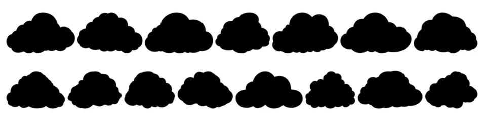 Fototapete Cloud silhouettes set, large pack of vector silhouette design, isolated white background © FutureFFX