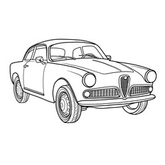 Obraz premium Vintage American Classic Sport Cars Vector illustration Line art,outline retro sport Car illustration hand drawn sketch, isolated on white background