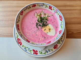 Cold soup - Kholodnik. Traditional Belarusian food.