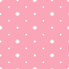 Snowflakes. Seamless vector pattern. Endlessly repeating pattern. Snow-white snowflakes on an isolated pink background. Christmas decorative element. Idea for packaging, case, textile, wallpaper