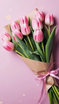 Vertical video Mother's day, Holiday, Love, birthday, Easter background. Beautiful tulip flowers background.