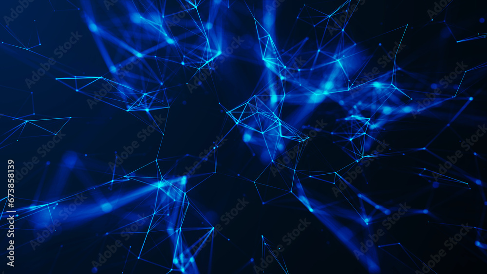 Poster network connection structure. big data. connecting points and lines. abstract technology background.