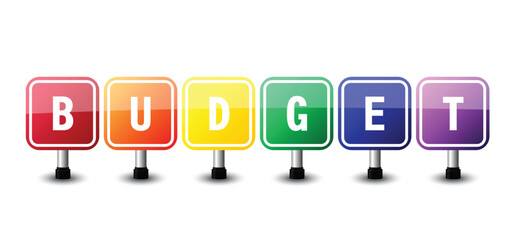 Budget sign colorful on white background. vector illustration