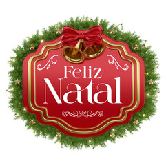 merry christmas label 3d render isolated