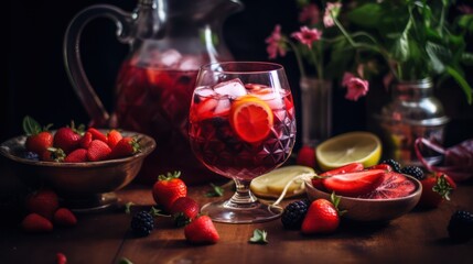 Berry-apple red refreshing summer drink.
