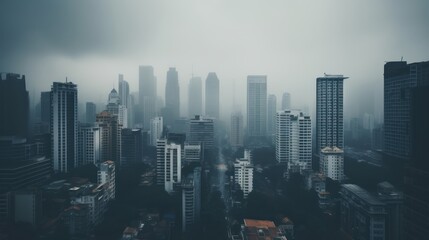 abstract city in thick fog - obrazy, fototapety, plakaty