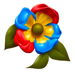 Radiant Harmony: Cherokee Rose in Blue, Red & Yellow Blooms