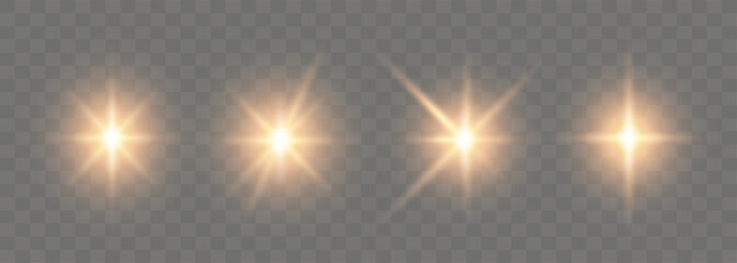 Glare, star dust. Vector glare isolated on transparent background.