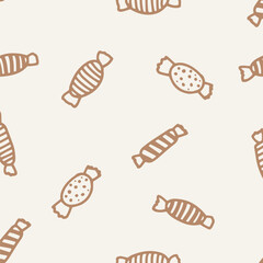 Candy pattern. Merry Christmas Happy New Year background. Vector illustration doodles
