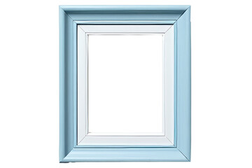simple thin light blue picture frame on transparent background, generative ai