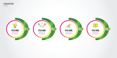 vector concept circle template. educational business steps with 4 arrows and a title where the content flow can be filled with time, level, description. Use for corporate business, web, presentations 