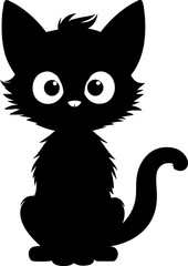 Cartoon Cat illustration, Cartoon Kitten Silhouette, Black Cats Silhouette illustration