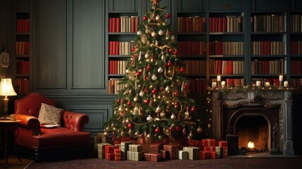 Naklejka na ściany i meble christmas tree with presents