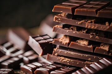 Stack of chocolate bars. Generative Ai