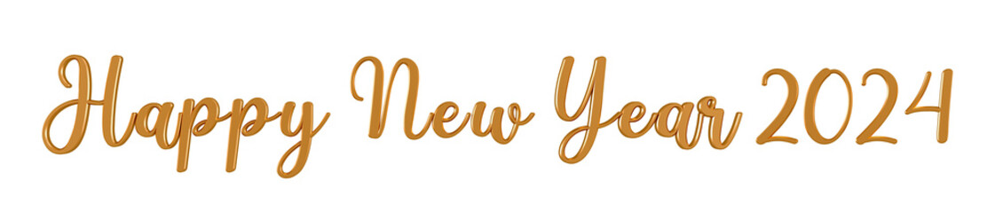 Happy new year gold text in 3d rendering isolated