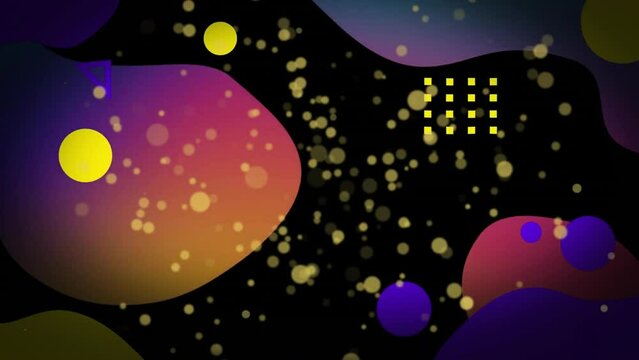 Animation of spots and abstract shapes moving on black background