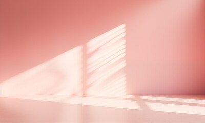 an empty space in soft pink tones with beautiful light and shadow on both the wall and floor, design and presentation concept