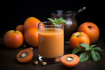 A refreshing and fruity smoothie made with persimmons. Generative AI