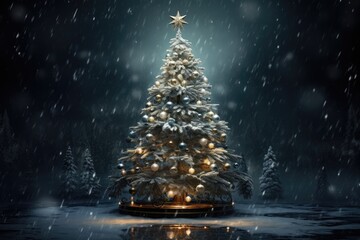 christmas tree in the snow