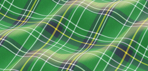 stripes plaid pattern silk satin background Soft wrinkles on shiny fabric Elegant background Web banner Top view Smooth silk 3D illustration