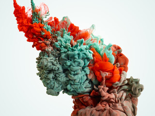 Paint splash abstract background over white