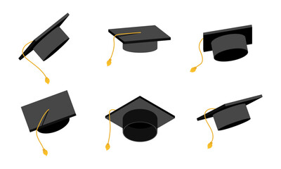 Education graduate cap illustration. College symbol