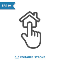House, Hand Icon. Home, Finger, Real Estate