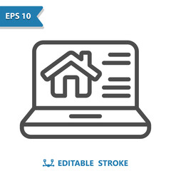 Online Real Estate Icon. Laptop, Computer, Home, House, Smart Home