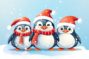 cute penguin character christmas cartoon illustration