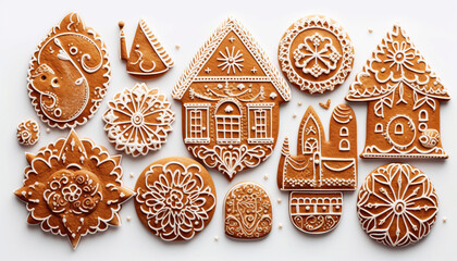 Gingerbread cookies in a decorative arts style