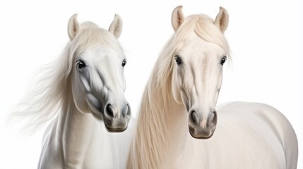 Obraz na płótnie Canvas White Mustang's Majestic Mane: a Stunning Display of Equine Beauty generated by AI tool 