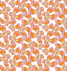 Vector butterfly seamless repeat pattern design background. Orange colorful butterfly silhouette, cute girly pastel pattern.