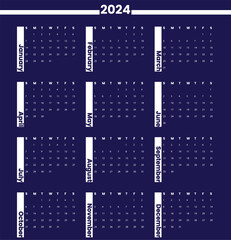 set calendar 2024 with simple design.