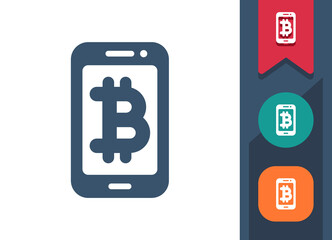 Smartphone Icon. Mobile Phone, Telephone, Money, Mobile Banking, Bitcoin, Cryptocurrency