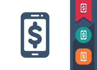 Smartphone Icon. Mobile Phone, Telephone, Money, Mobile Banking, Dollar