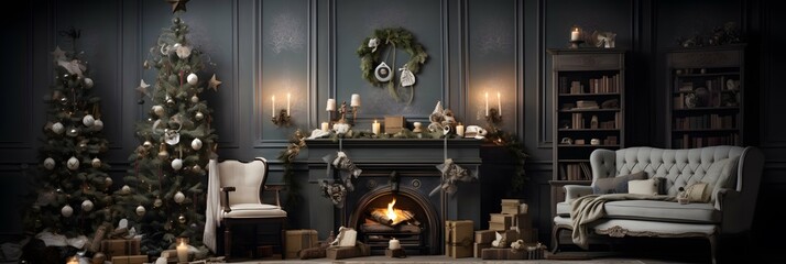 Fototapeta premium Christmas wide screen background wallpaper illustration design, new years