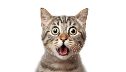 surprised british kitten isolated on transparent background cutout - obrazy, fototapety, plakaty