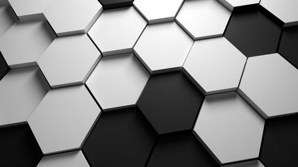 abstract high-tech black and white hexagon background. generative ai