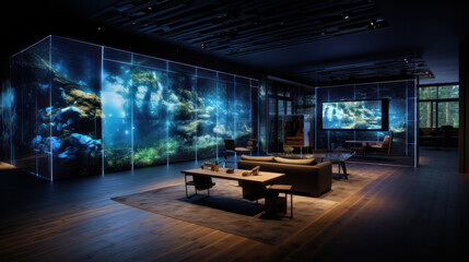 high-tech immersive ar office interior