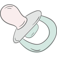 Baby Pacifier Doodle Illustration PNG Transparent Background