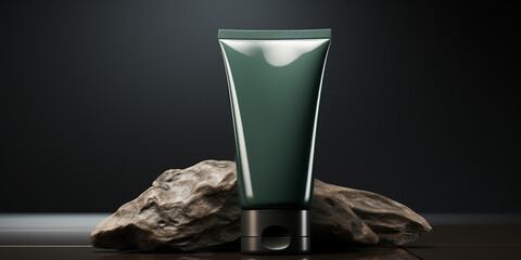 
Mockup minimalist product mask, cream, skincare bottle, background neutral minimalist simple minimal color, deep green
