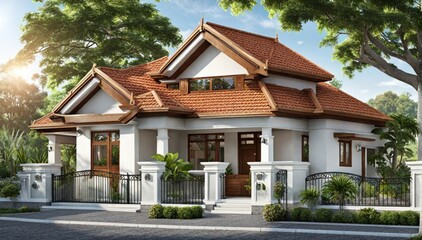 A bungalow house with a western architectural style.