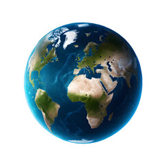 blue planet earth isolated on transparent background. ai generative