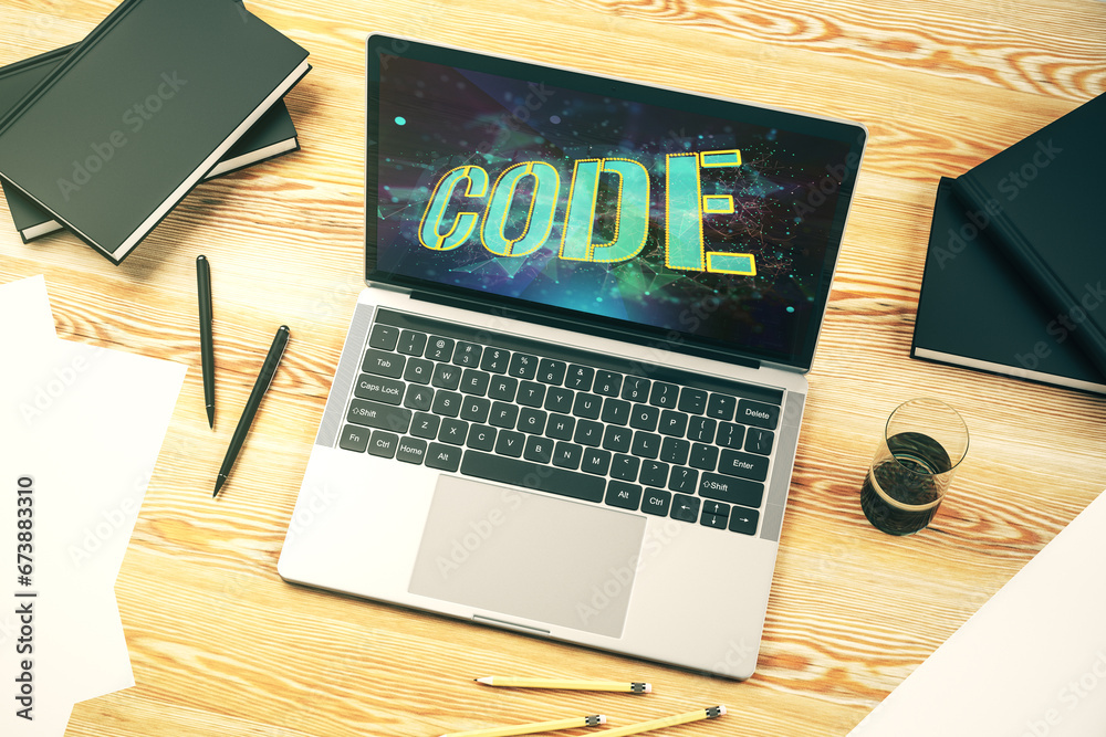 Leinwandbilder creative code word hologram on modern computer monitor, artificial intelligence and neural networks 