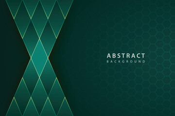 dark green vector abstract background with transparent polygon pattern and realistic glass effect - obrazy, fototapety, plakaty