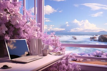 view from the window, with cherry blossoms