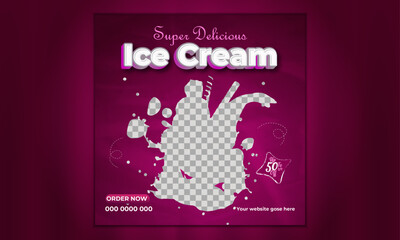  ice cream summer social media post template design