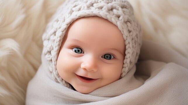 Newborn baby's sweet smile captured in a photo