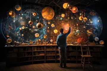 Foto op Plexiglas a man teaches astronomy, magically © Olga